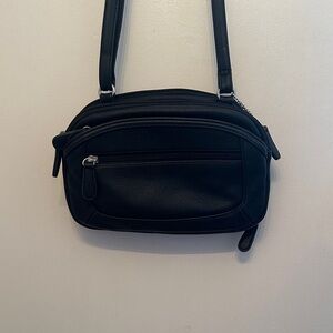 Black Faux Leather Crossbody Bag